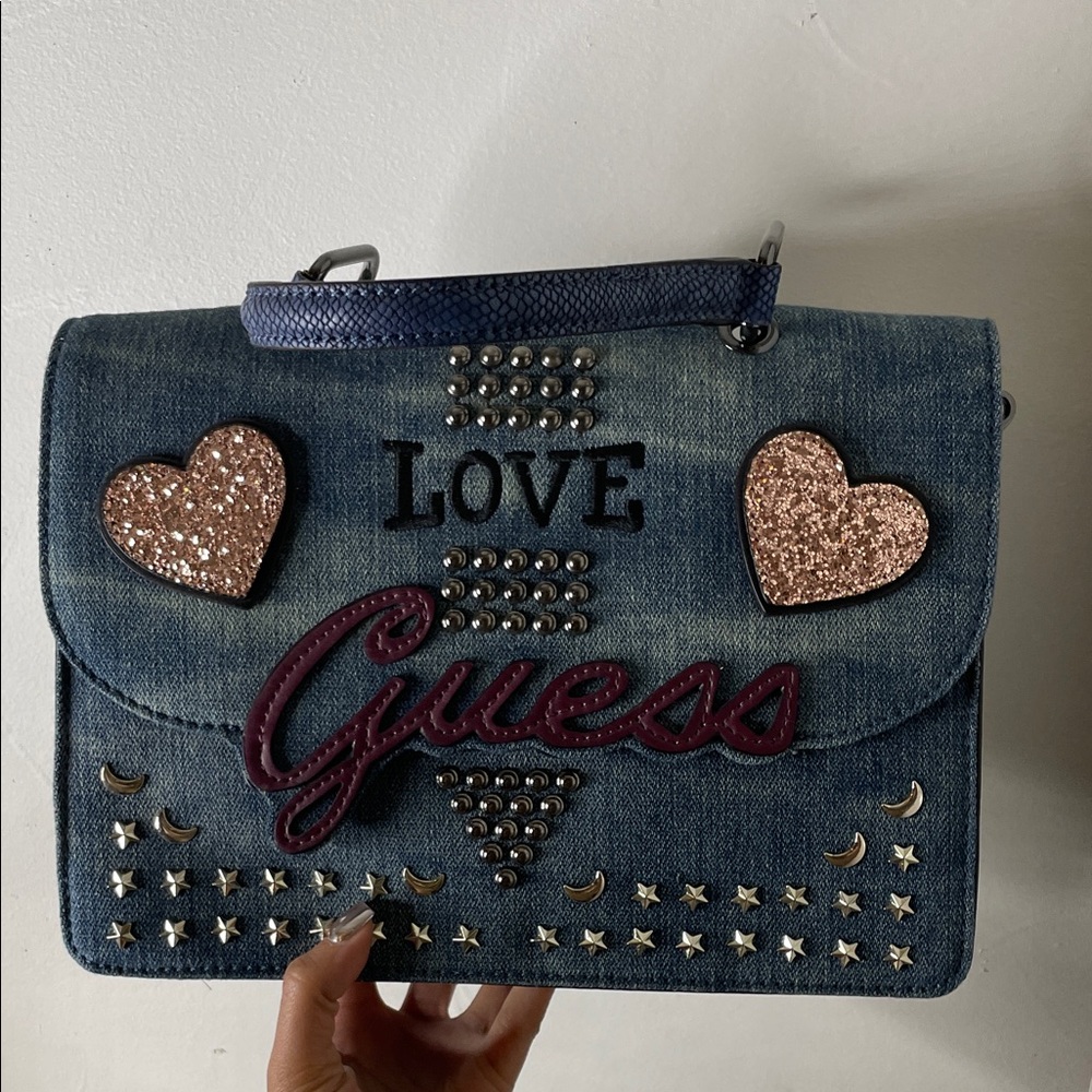 Guess Denim Bag with Heart Accents